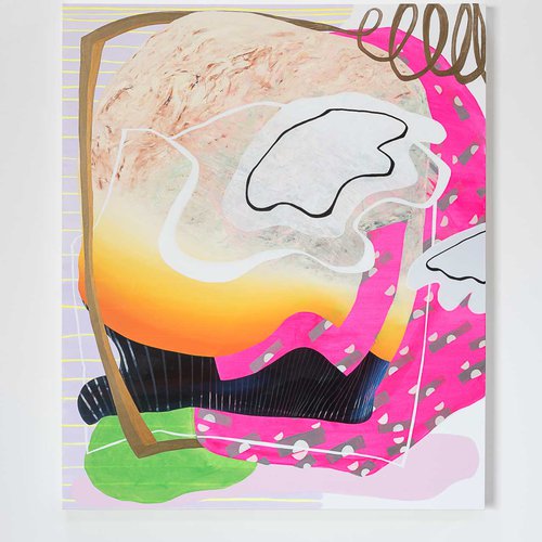 Multimedia work on canvas by CCA graduate student Charmaine Koh.