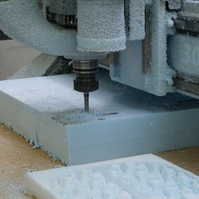 Router machine cutting styrofoam to make prototype_feature_MB