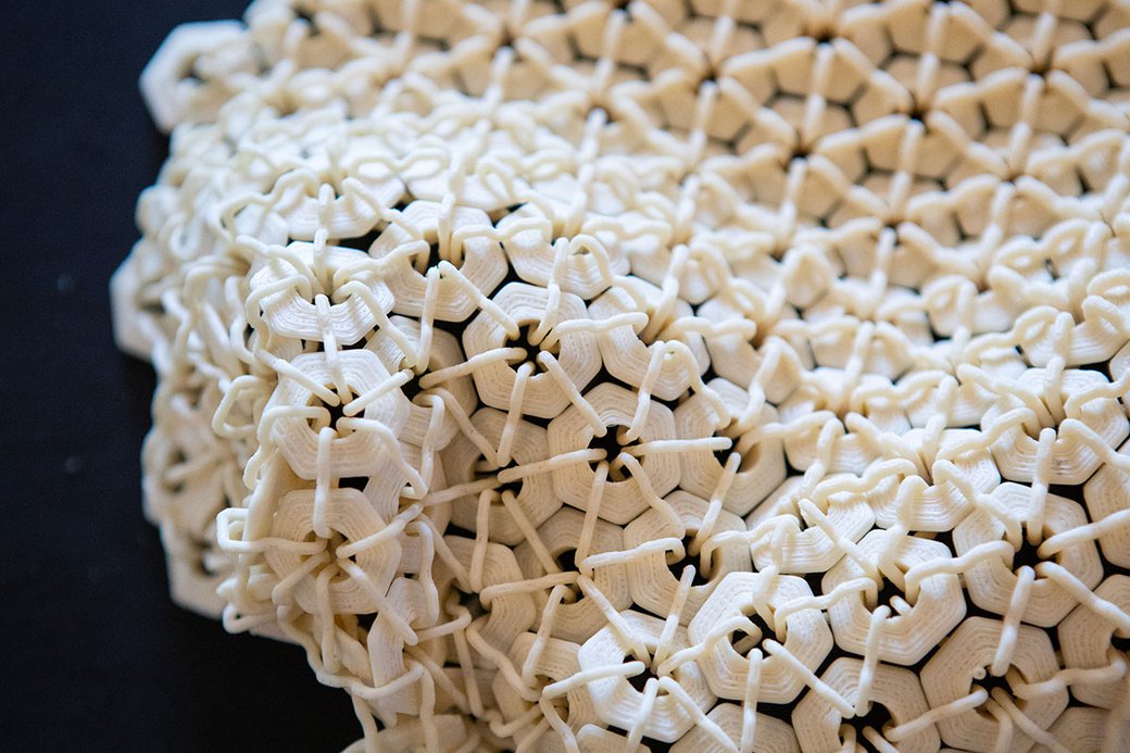 A close-up of a 3D-printed fabric produced during Dr. Negar Kalantar's course residency at Autodesk