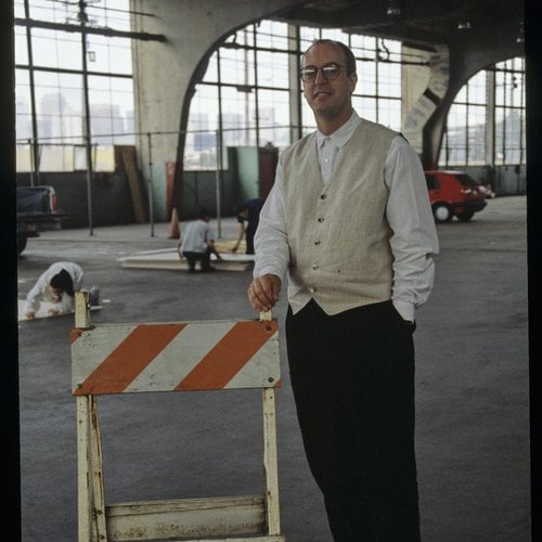 CCA History: David Meckel standing in the early stages of the Historical SF Campus building, originally an old greyhound bus station.