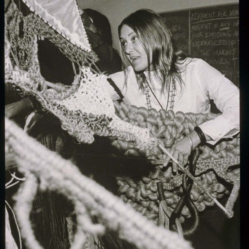 CCA History: Textiles student working in class at the Oakland campus.