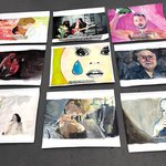 Ester Karnoski, selections from the series Screen Time in progress, 2021. Oil on paper, 24 x 18 inches each.
