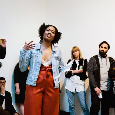 DeShara Darshell performs her poetry at the Wattis Institute for Contemporary Art during the 'Black Light' exhibition.