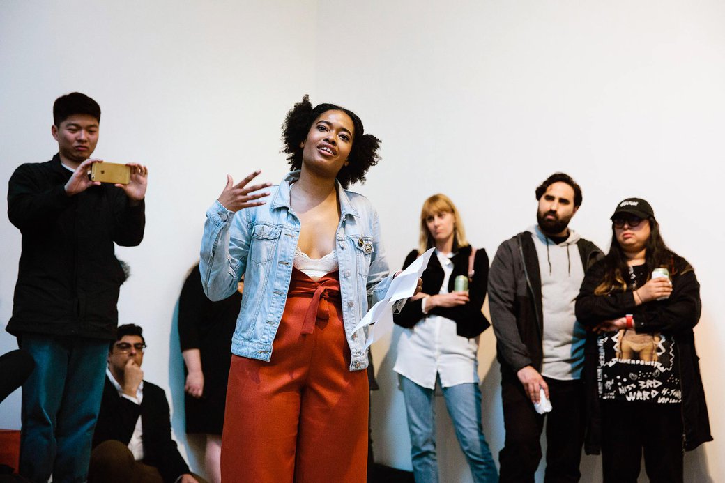 DeShara Darshell performs her poetry at the Wattis Institute for Contemporary Art during the 'Black Light' exhibition