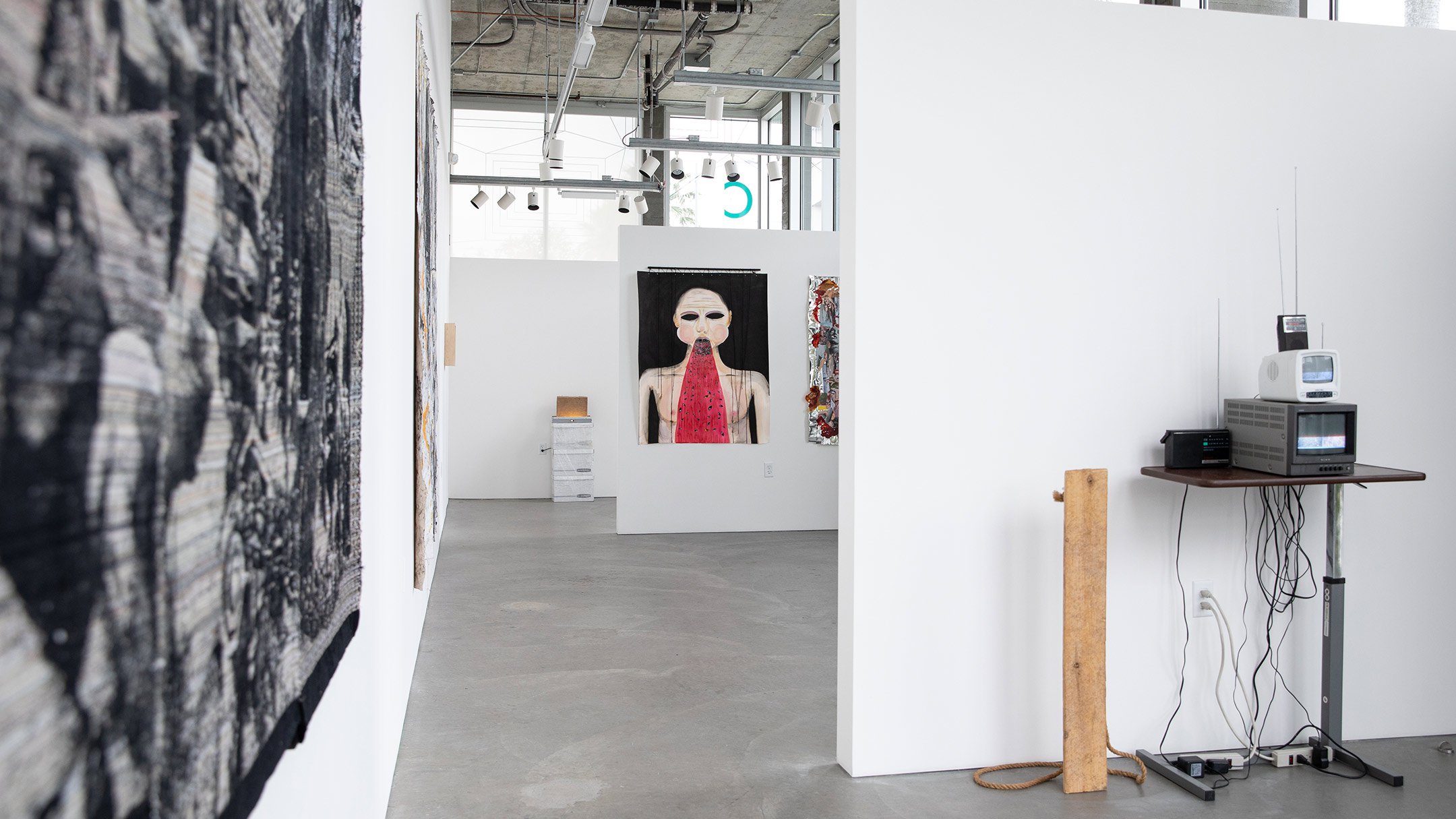 Installation view of Barclay Simpson MFA Award exhibition at the CCA Hubbell Street Galleries in 2020