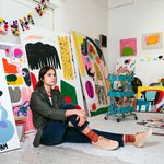 Portrait of Kindah Khalidy in studio.