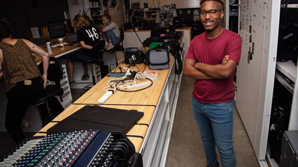 Film student, and scholarship recipient Lamont gives us a tour os his studio.