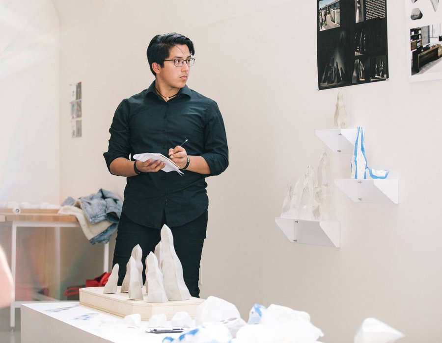 CCA MFA Design student presents their work during crit