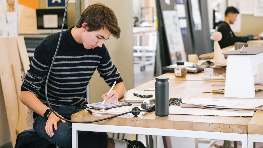 Student working in the MFA design studios