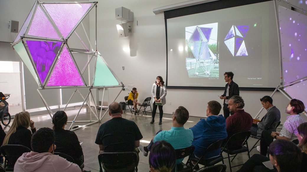 Digital Craft Lab students present their projection mapping project.