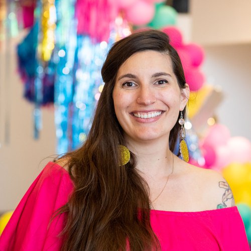 Max Devore Williams in front of her installation