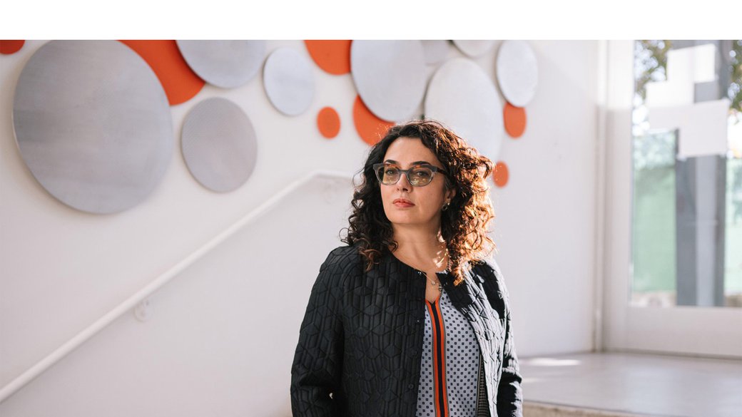 Dean of Design Helen Maria Nugent posing in the MFA design studios