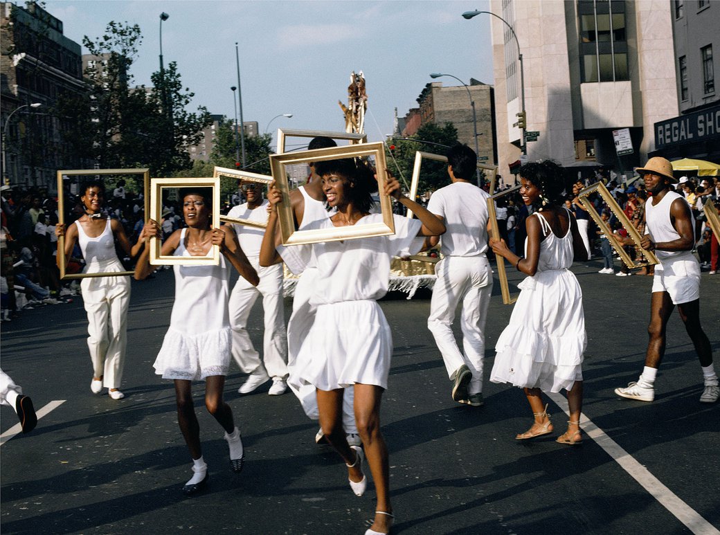 Lorraine O’Grady, Art Is...(Troupe Front), 1983/2009. C-print in 40 parts, 16 x 20 in (40.64 x 50.8 cm). Edition of 8 + 1 AP. Courtesy the artist and Alexander Gray Associates, New York.