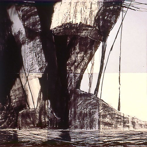 Harrison Lake #7 (1987), collage & charcoal, 87” x 90
