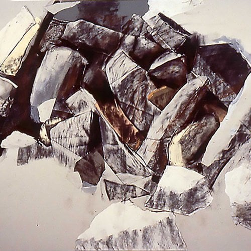 Urbanstones #3 (1988), collage and pastel, 60” x 89” Dennis Leon