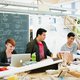 International students working in a classroom on campus in San Francisco.