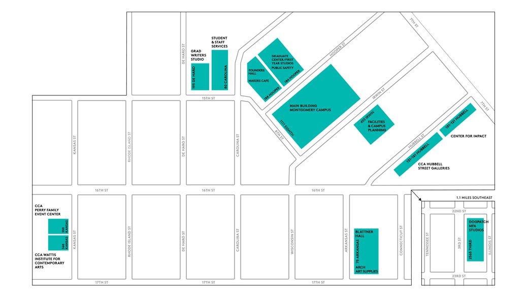 Map of CCA's San Francisco campus.