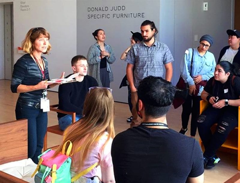 Jennifer Sonderby, faculty and CCA Graphic Design alumn, takes Graphic Design students on VIP tour of SFMOMA