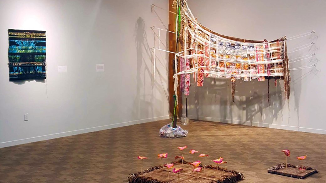 Installation view of a solo exhibition at the San Jose Museum of Quilts & Textile.
