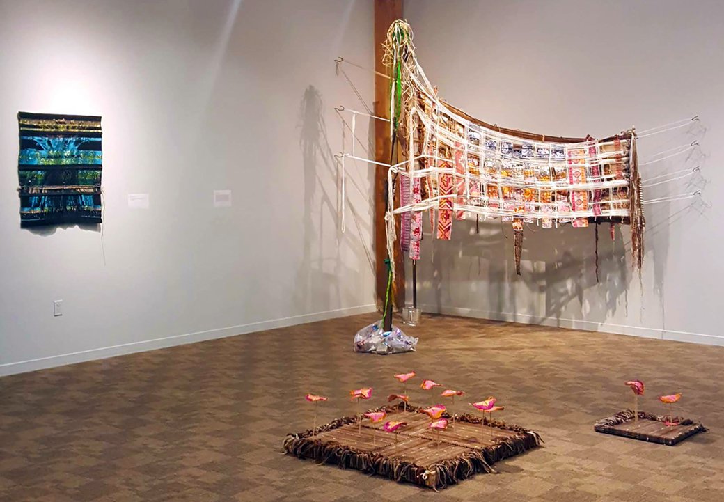 Installation view of a solo exhibition at the San Jose Museum of Quilts & Textile.