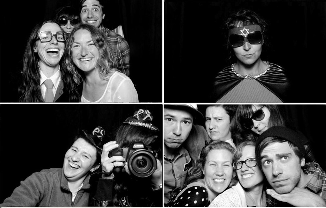 Students in the photobooth at the 2012 Visual and Critical Studies Symposium.