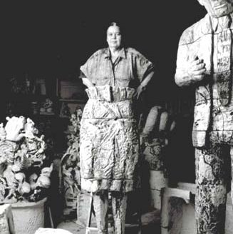 Artist Viola Frey in her Oakland studio in 1996.