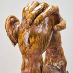 WOODY DE OTHELLO, Detail of “Weighing Down,” 2019 (ceramic, underglaze, glaze). Courtesy the artist and San José Museum of Art.