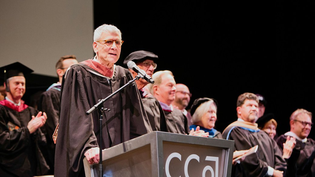 CCA President Stephen Beal addressing students at graduation.
