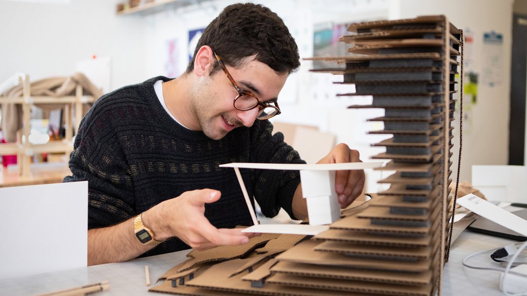 Architecture student carves prototype for a structural model