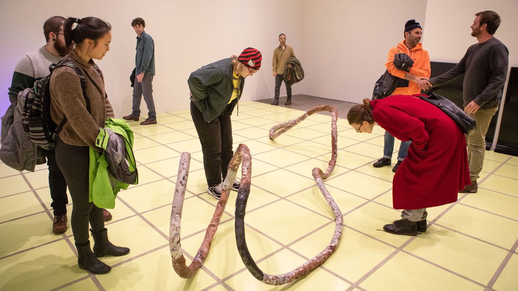 Peter Simenski's sculpture students take a tour of Wattis