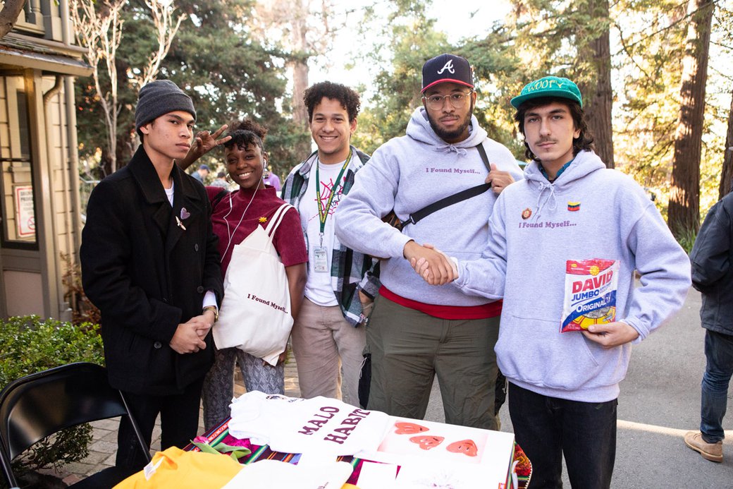 Students pose at the holiday craft fair.