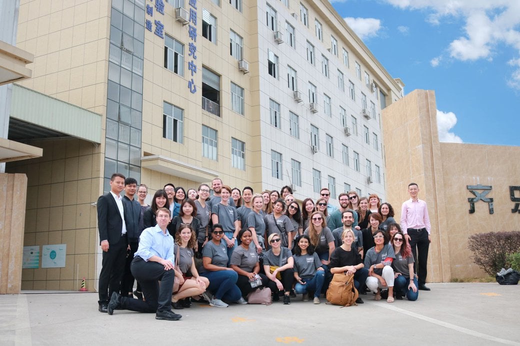 A group of foreign exchange students in China pose for photo