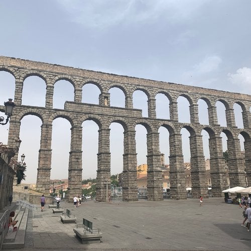 The well-preserved Roman aqueduct in Segovia was built in the first century AD to transport water from 11 miles outside the city.
