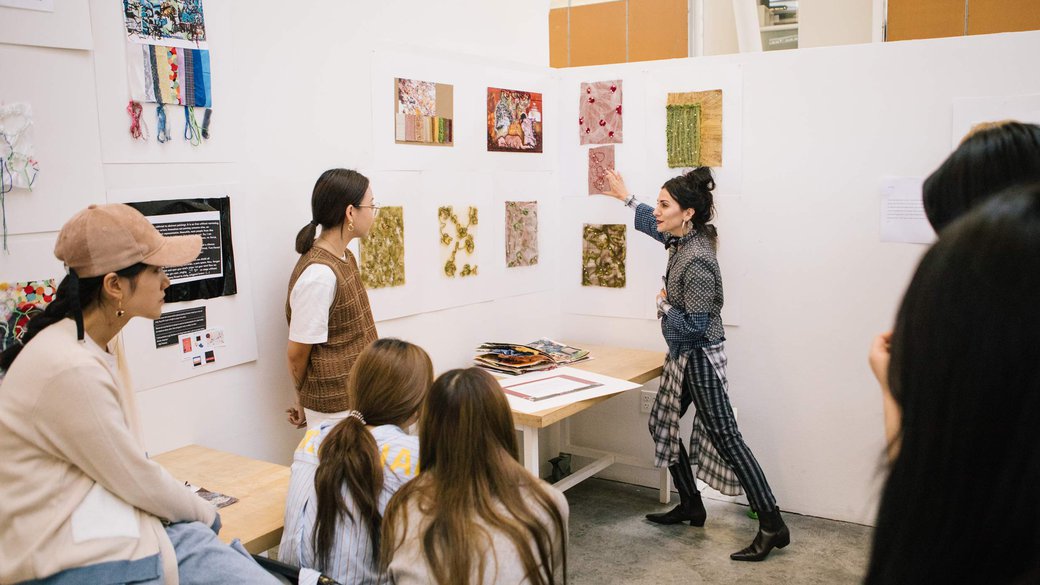 BFA Fashion Design students present designs during an open crit with Ghazaleh Khalifeh_horizontal feature_MB
