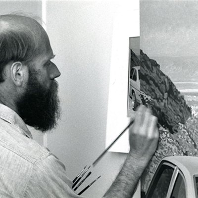 Robert Bechtle at work on a painting