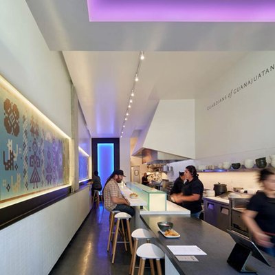 Inside of El Pípila, the James Beard Award winning restaurant for Outstanding Design.