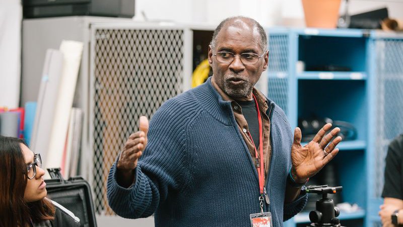 Chair of Photography, Chris Johnson, teaching class