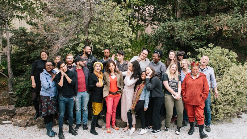 MFA Writing students and faculty together in the CCA Writers Garden_feature_MB