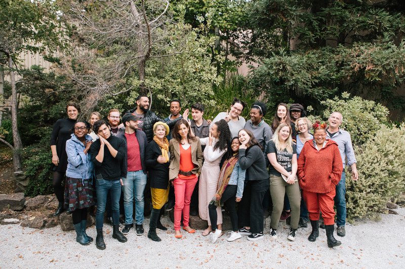 MFA Writing students and faculty together in the CCA Writers Garden
