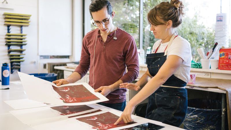 Student reviews screenprints with faculty_horizontal feature_MB