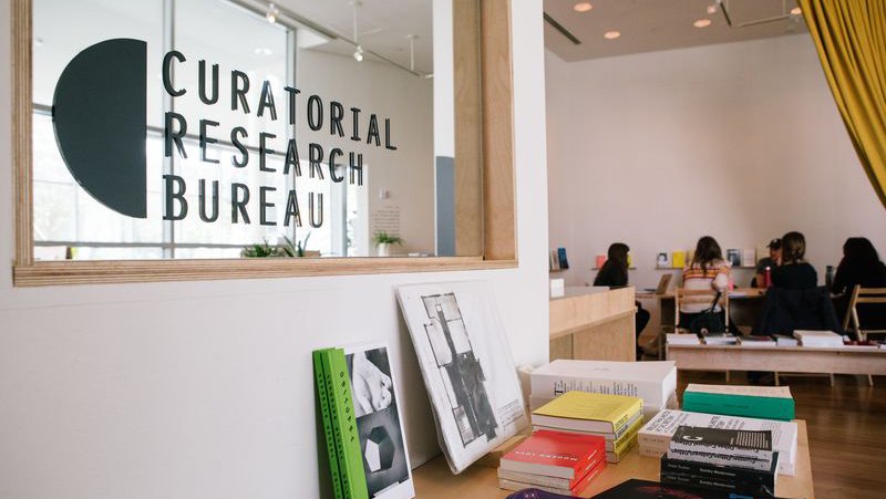 Class taking place in CCA's Curatorial Research Bureau at YBCA
